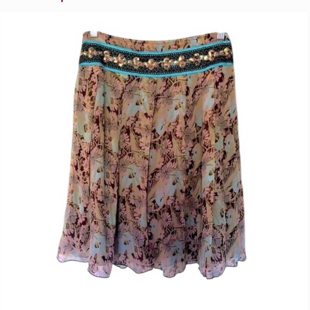 Free People Floral Patterned Skirt with Embellished Waistband